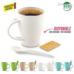 MUG PLASTICO CON CUCHARA TIFFANY 350ML - PRODUCCION NACIONAL