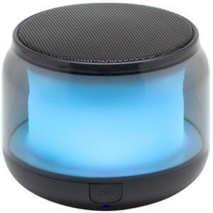 5 x 6 cm. Parlante Bluetooth estéreo. ABS transparente con malla metálica en la parte superior. Botones en color negro. Led que cambia entre 7 colores y 8 modos de luz para elegir. Potencia 3W. Versión Bluetooth: 5.0. capacidad de la batería: 500 mAh. Cable de carga y conexión USB-C en color negro. Presentación en caja de regalo.